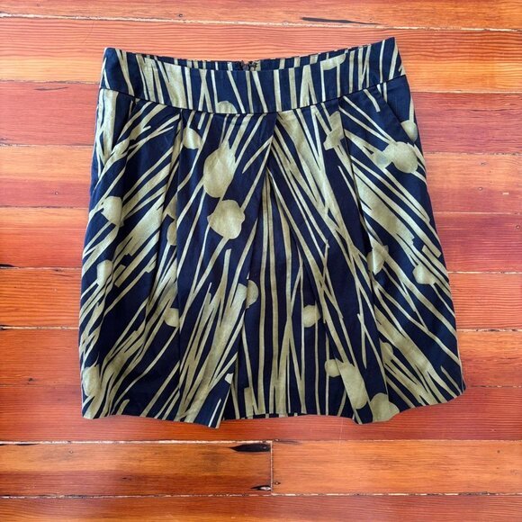 Twee Vintage Cotton Blend Pleated Mini Skirt Abstract Print Kenneth Cole MEDIUM - Picture 1 of 4